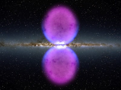 Gas (colored purple in this artist's conception) is shooting out of the Milky Way's central neighborhood—and no one knows why
